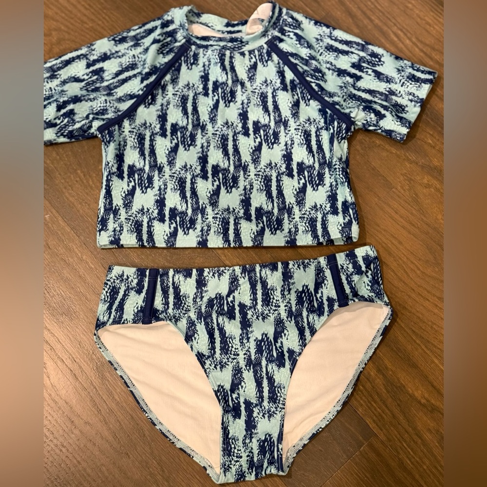 Z by Zella Kids Swim Rashguard Set in Navy and Light Blue